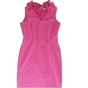 Kasper Pink Notch Neck Sleeveless Sheath Career Formal Work Dress Size 8 Ruffle